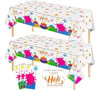 Pack of 3 Holi Colour Gulal Powder Party Tableware, Happy Holi Festival India Colours Table Decorations for Festival de Colores de India, Holi