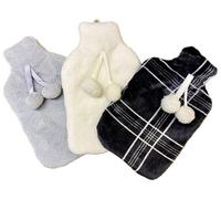 Pack of 3 Hot Water Bottles - Natural Rubber 2 Litre Capacity - 3 Colours in Pack | Classic Premium Hot Water Bottle, for Hot and Cold Therapy, Pain Relief, Sore Muscles (with Cosy Cover - Set C)
