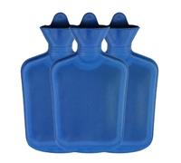 Pack of 3 Hot Water Bottles - x3 Natural Rubber 1 Litre Hot Water Bottles - Perfect Hot Water Bag for Pain Relief (Blue)