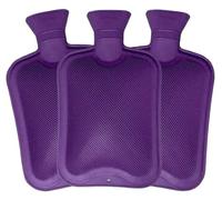 Pack of 3 Hot Water Bottles - x3 Natural Rubber 2 Litre Hot Water Bottles - Perfect Hot Water Bag for Pain Relief (Purple)