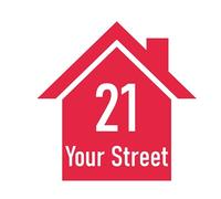 Pack of 3 House Silhouette Waterproof Wheelie Bin Stickers - Waterproof Vinyl Decal - Long Lasting - Easy to Clean - Number & Street Name (Red)