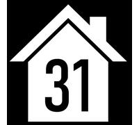 Pack of 3 House Silhouette Waterproof Wheelie Bin Stickers - Waterproof Vinyl Decal - Long Lasting - Easy To Clean - Number & Street Name (White, 18cm x 18cm (7.1" x 7.1"))