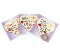 Pack of 3 Individually Personalised Teacher Gift Wooden Hanging Heart Plaque Bundle Customisable Set Ready for Gifting End of Term Thank You Gift Teachers, TAs, Nursery, Preschool Childminder (3)