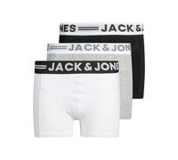 Jack & Jones Junior Boys Sense Trunks 3-Pack – White/Grey/Black – Age 8