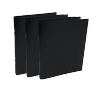 Pack of 3 Janrax A4 Black PP Ring Binders - 25mm Spine, 2 O-Ring Mechanism, 700 Micron Durable Cover