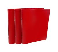 Pack of 3 Janrax A4 Red PP Ring Binders - 25mm Spine, 2 O-Ring Mechanism, 700 Micron Durable Cover