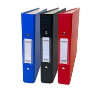 Pack of 3 Janrax A5 Small Paper Over Board Ring Binders - 2 O-Ring Mechanism, 35mm Spine, Spine Label - Black, Blue, Red
