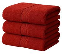 Pack of 3 Jumbo Bath Sheets 100x200 cm Extra Large 600 GSM Bath Towel Bale Set Super Absorbent Soft 100% Combed Cotton Extra Large Bathroom Set Beach Towels (RED)