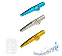 Pack of 3 Kazoo Aluminium Alloy with 8 Membranes, Kazoos Metal Children, Kazoo Instrument, Nose Flute Made of Musical Instrument, Colours Percussion Preschool Toy, Music Devices, Art Trough, Ocarina