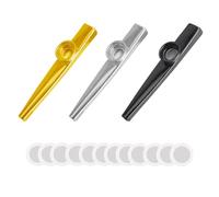 Pack of 3 Kazoos, Metal Children's Nose Flute Made of Musical Instruments, Musical Instruments Adults, Wind, Wind Instruments, Deflute Duck Pipe, Harp Jaw Instrument, Ocarina Membrane, Art Tool, 12