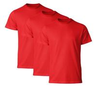 Pack of 3 Kids Plain T-Shirts - Unisex Boys & Girls Short Sleeve Crew Neck Tops | 100% Cotton School & PE Uniform Tee | Soft, Breathable Everyday Basics Red