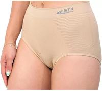 Pack of 3 Ladies Briefs Womens Seamless High Waist Stretch Soft Comfort Knickers Tummy Support Control Underwear Shapewear Slimming Panties Bikni Brief Pants By STV (Nude, XL)