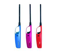 Pack of 3, Large Refillable BBQ Lighters with Safety gas, in Assorted colours. Suitable for Kitchen, Barbecue, Candles, Camping, Cooking, BBQs, fireworks, and more (3)