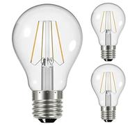 Pack of 3 LED 4W (40 Watt Eqv), GLS, Clear Finish, Filament Bulbs, E27 Edison Screw Fitting, Energy Saving, Standard A60 GLS, Warm White 2700K, Long-Lasting, No Flicker, Instant On, 450 Lumen