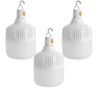 Pack of 3 LED Camping Lamps, USB Rechargeable Camping Lantern, Super Bright Tent Lamp, 3 Brightness Light Modes, 30 W Camping Light with Hook, Portable Outdoor Lantern for Camping, Fishing, Hiking