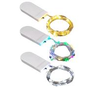 Pack of 3 LED Fairy Lights with Battery 1 m 10 LEDs Colourful Copper Wire Fairy Lights Twinkle String Lights Battery Operated LED Bottle Copper Wire Fairy Lights Waterproof for Christmas