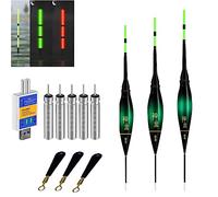 Pack of 3 LED Floats Fishing with Bite Alarm, Floats Fishing with Gravity Sensing and Base, Fishing Accessories for Diving Area Fishing at the Lake, River or Pond (A)