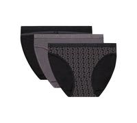 Pack of 3 Les Pockets Knickers in Stretch Cotton Black Print + Taupe Print + Black