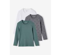 Pack of 3 Long Sleeve Rib Knit Tops for Boys emerald green