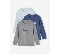 Pack of 3 Long Sleeve Whale Tops for Boys sky blue