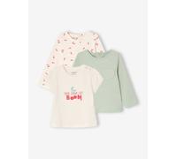 Pack of 3 long-sleeved t-shirts for girls - BASICS ecru