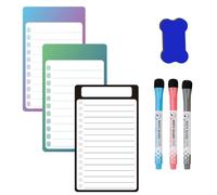 Pack of 3 Magnetic Notice Boards, Fridge Magnetic Board, 3 Fridge Magnets, 3 Whiteboard Pens, 1 Eraser for Memos, Notes, Lists and Menus in the Kitchen at Home or in the Office
