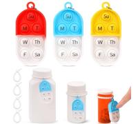 Pack of 3 Medication Trackers, Reusable Medication Reminder, Pill Tracker Pill Reminder with 4 Pieces Lanyard for Bottles Tablets Box 7 Days Elderly People Red Yellow Blue