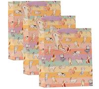 Pack Of 3 Medium Paper Gift Bags Cat Design With Ribbon Handles For Birthday Gifts