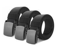 Pack of 3 Men's Nylon Work Belts, 150 x 3.5 cm, Unisex Belt Nylon Canvas Belt for Men and Women, Work Belt Without Holes, for Quick Pass Through Airport Security