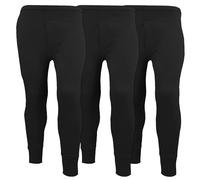 Pack of 3 Mens Thermal Underwear Trousers Long Johns Base Layer Extreme Hot Brushed Inside Ultra Soft Trousers Leggings Pants Black