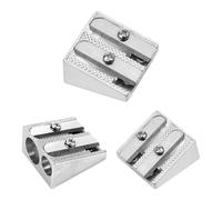 Pack of 3 Metal Pencil Sharpener, Dual Hole Manual Handheld Pencil Sharpener for Standard & Large Pencils, Aluminium School Office Art Stationery Supplies