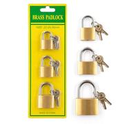 Pack of 3 Mini Brass Padlocks with Keys Small Keyed Locks Set Including 20mm, 25mm, and 30mm | Durable Brass Locks for Luggage Diaries Cabinets Storage Boxes