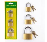 Pack of 3 Mini Brass Padlocks with Keys Small Keyed Locks Set Including 25mm, 30mm, and 40mm | Durable Brass Locks for Luggage Diaries Cabinets Storage Boxes