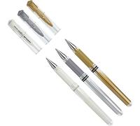 Pack of 3 Mitsubishi Uni Ball Signo UM-153 Gel Rollerball Pens Tip 0.6 mm White Gold and Silver