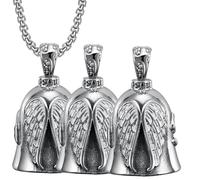 Pack of 3 Motorcycle Bell, Motorcycle Bell, Luck Riding Bell, Motorcycle Gremlin Bells, Stainless Steel Protective Bell, Angel Motorcycle Bell, Bring, Motorcycle Bell Hanger Chrome for