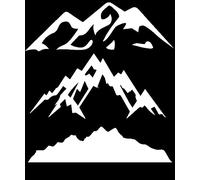 Pack of 3 Mountain Adventure Waterproof Decal - Car Bumper Sticker - Car Stickers and Decals - Wall Decal - Campervan Decals - Van Stickers (Small, White)