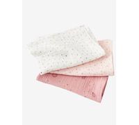 Pack of 3 Muslin Squares in Cotton Gauze pink/print