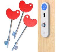 Pack of 3 NKS Radar Keys for Disabled Toilets UK - Easy-Grip Red Plastic Head with Braille, Steel Keys - Unlocks 10,000+ Secure Toilets Across UK