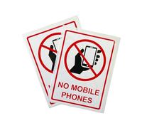 Pack of 3 No Mobile Phone Sign Self Adhesive Labels 80x110mm