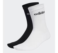 adidas Unisex Linear Crew Cushioned 3 Pairs Crew Socks, Medium Grey Heather/White/Black, S