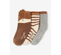 Pack of 3 Pairs of 'Fox' Socks for Baby Boys terracotta