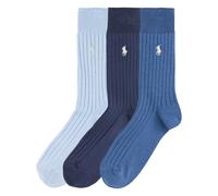 Pack of 3 Pairs of Socks in Egyptian Cotton Mix blue