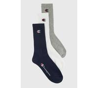 Pack of 3 Pairs of Socks with Small Logo in Cotton Mix White+Navy Blue+Grey