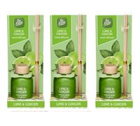 Pack Of 3 Pan Aroma Lime & Ginger Reed Diffusers 50Ml