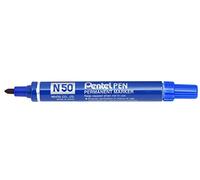 PACK OF 3 PENTEL N50 PERMANENT MARKERS - BLUE - BULLET TIP 1.5-2mm LINE. N50-C