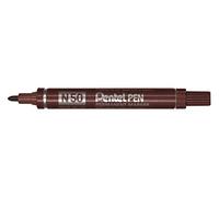 PACK OF 3 PENTEL N50 PERMANENT MARKERS - BROWN - BULLET TIP 1.5-2mm LINE. N50-E