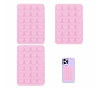 Pack of 3 Pink Silicone Mobile Phone Holder, Mobile Phone Suction Cup, Mobile Phone Holder, Adhesive Back Suction Cup Holder, Extra Strong Suction Cups, Multifunctional Suction Cup Holder, Hands-Free
