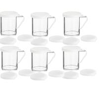 (Pack of 3) Polycarbonate Cheese/Dredge Shakers with 3 Snap-on lids featuring 2mm, 3mm, and 4 mm diameter holes 10 oz, Clear seasoning shaker, sugar/spice dispenser, large salt and pepper shakers (6)
