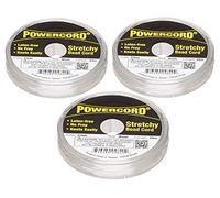 Pack of 3 Powercord Elastic 0.8mm Clear 25-Meter Spools Jewelry-Making Stretchy Cord (75 Meters / 246 feet Total)