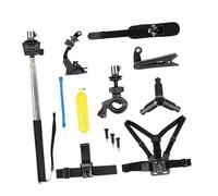 Pack of 3 Professional Action Camera Mounting Set Chest Harness Selfportrait Rod Absorption Cup for Outdoor Sports Filming and Registering Extendable Post
